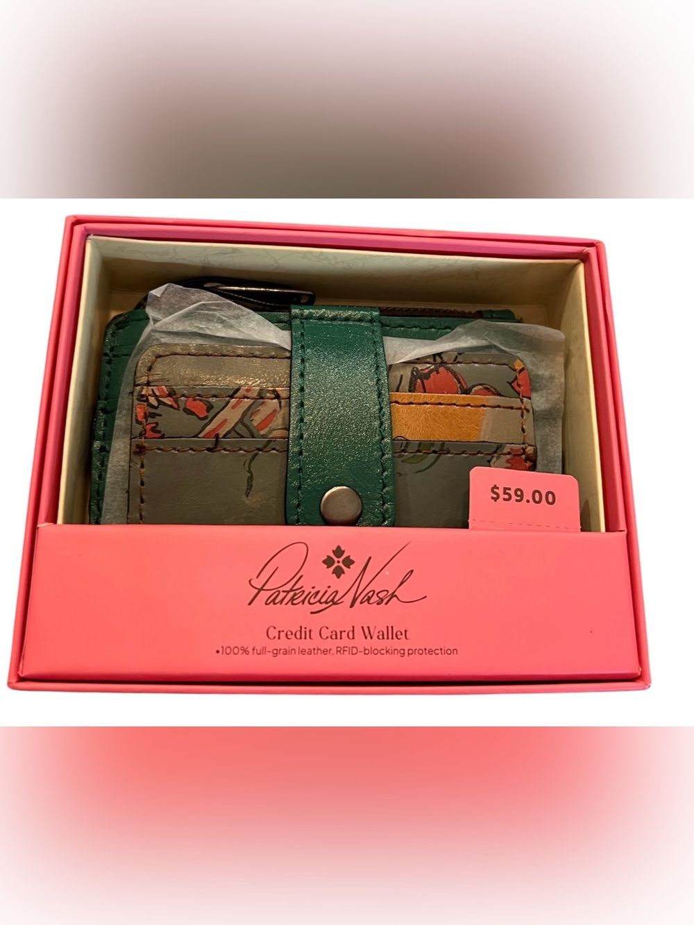 PATRICIA NASH NWT cassis boxed ID Credit Card Case Wallet beautiful girl print